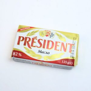 Масло сливочное "Президент" несолёное 82%, 125гр