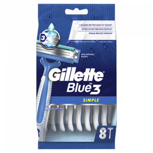 Одноразовый станок для брить "Gillette 3 Blue simple" 8шт