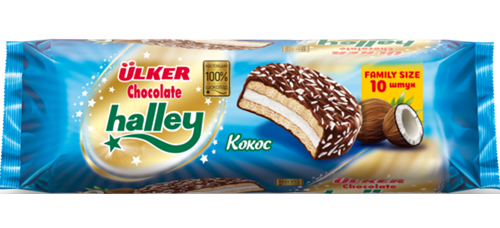 Печенье в глазури “Halley” с кокосом, 10шт, 300гр