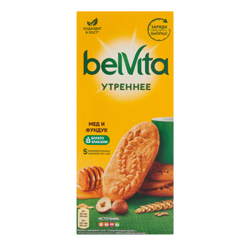 Печенье “Belvita” мед и фундук, 5шт, 225гр