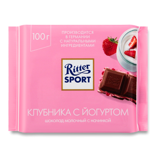 Шоколад “Ritter sport” клубника с йогуртом, 100гр