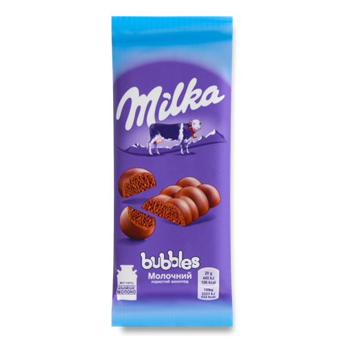 Шоколад “Milka” пористый bubbles молоч, 76гр