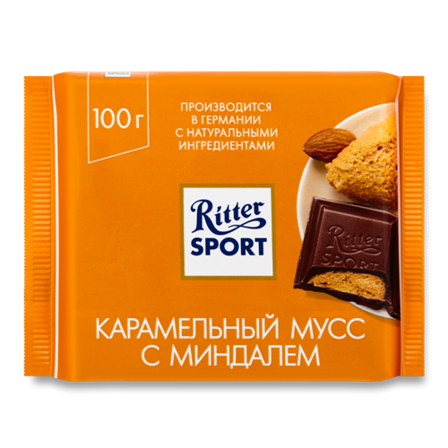 Шоколад “Ritter sport” карамельный мусс с миндалем, 100гр